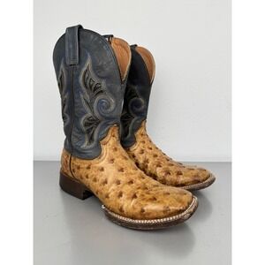 Stetson Ostrich Leather Cowboy Boots Womens 6.5 Full Quill Square Toe Western